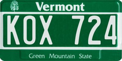 VT license plate KOX724