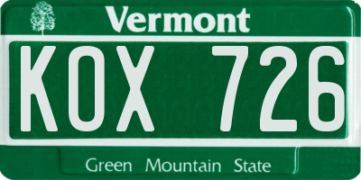 VT license plate KOX726