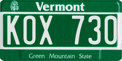 VT license plate KOX730