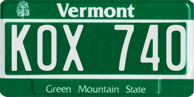 VT license plate KOX740