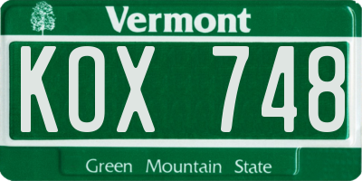 VT license plate KOX748