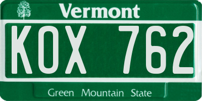VT license plate KOX762