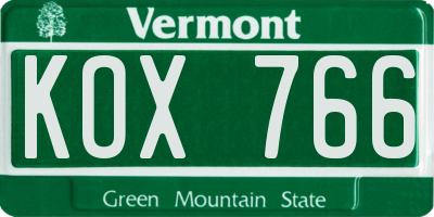 VT license plate KOX766
