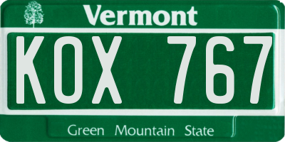 VT license plate KOX767