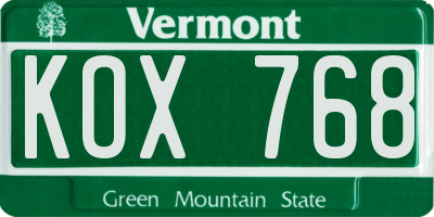 VT license plate KOX768