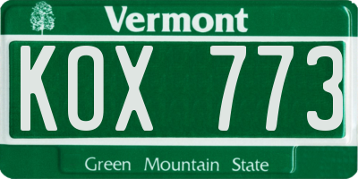 VT license plate KOX773