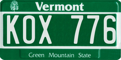 VT license plate KOX776