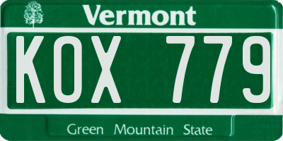 VT license plate KOX779