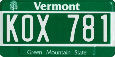 VT license plate KOX781