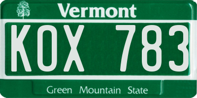VT license plate KOX783