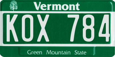 VT license plate KOX784