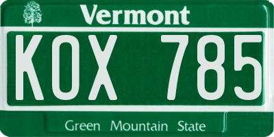 VT license plate KOX785