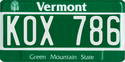 VT license plate KOX786