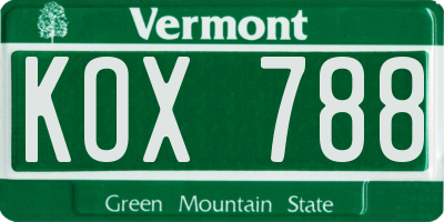 VT license plate KOX788