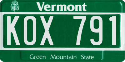 VT license plate KOX791