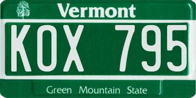 VT license plate KOX795