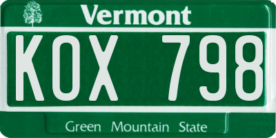 VT license plate KOX798