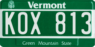 VT license plate KOX813