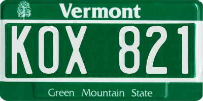 VT license plate KOX821