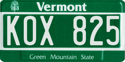 VT license plate KOX825