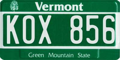 VT license plate KOX856