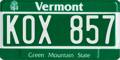 VT license plate KOX857