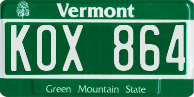 VT license plate KOX864