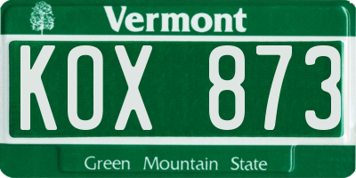 VT license plate KOX873