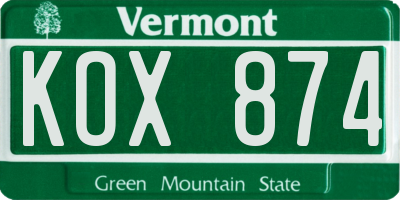 VT license plate KOX874