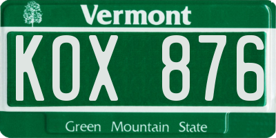 VT license plate KOX876