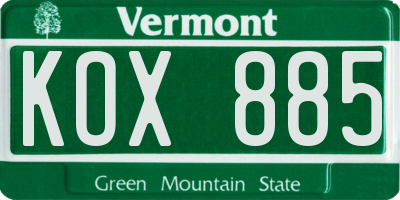 VT license plate KOX885