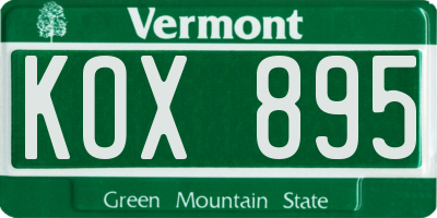 VT license plate KOX895