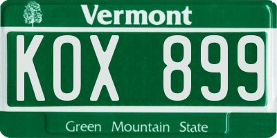 VT license plate KOX899