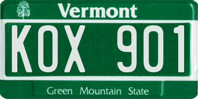 VT license plate KOX901