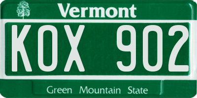VT license plate KOX902