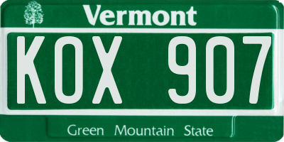 VT license plate KOX907