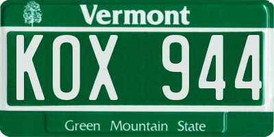 VT license plate KOX944