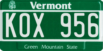 VT license plate KOX956