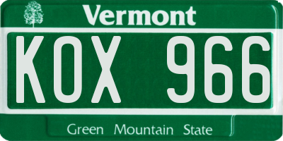 VT license plate KOX966