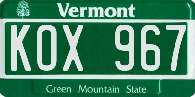 VT license plate KOX967