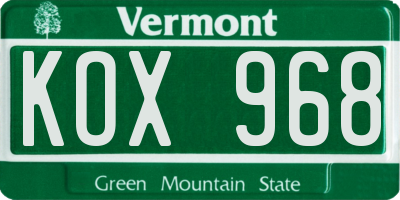 VT license plate KOX968