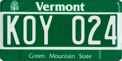 VT license plate KOY024