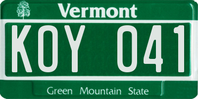 VT license plate KOY041