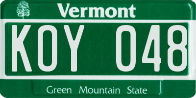 VT license plate KOY048