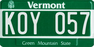 VT license plate KOY057