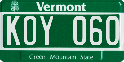 VT license plate KOY060