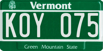VT license plate KOY075