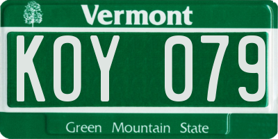 VT license plate KOY079