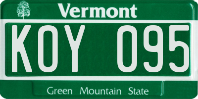 VT license plate KOY095