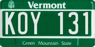 VT license plate KOY131
